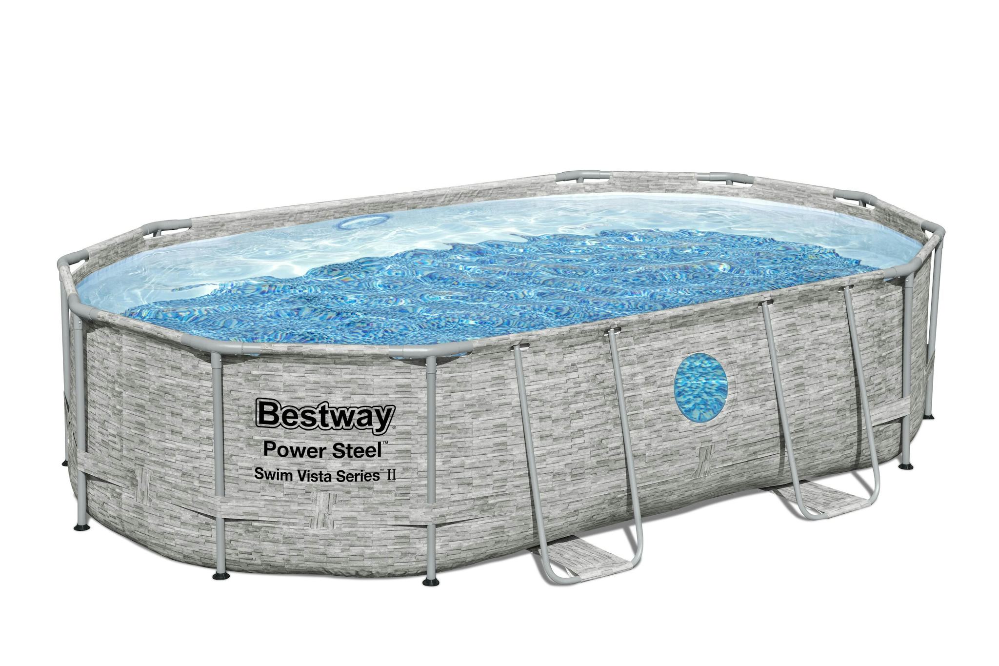 Piscine fuori terra Set piscina fuori terra ovale Power Steel Swim Vista da 488x305x107 cm effetto pietra Bestway 2