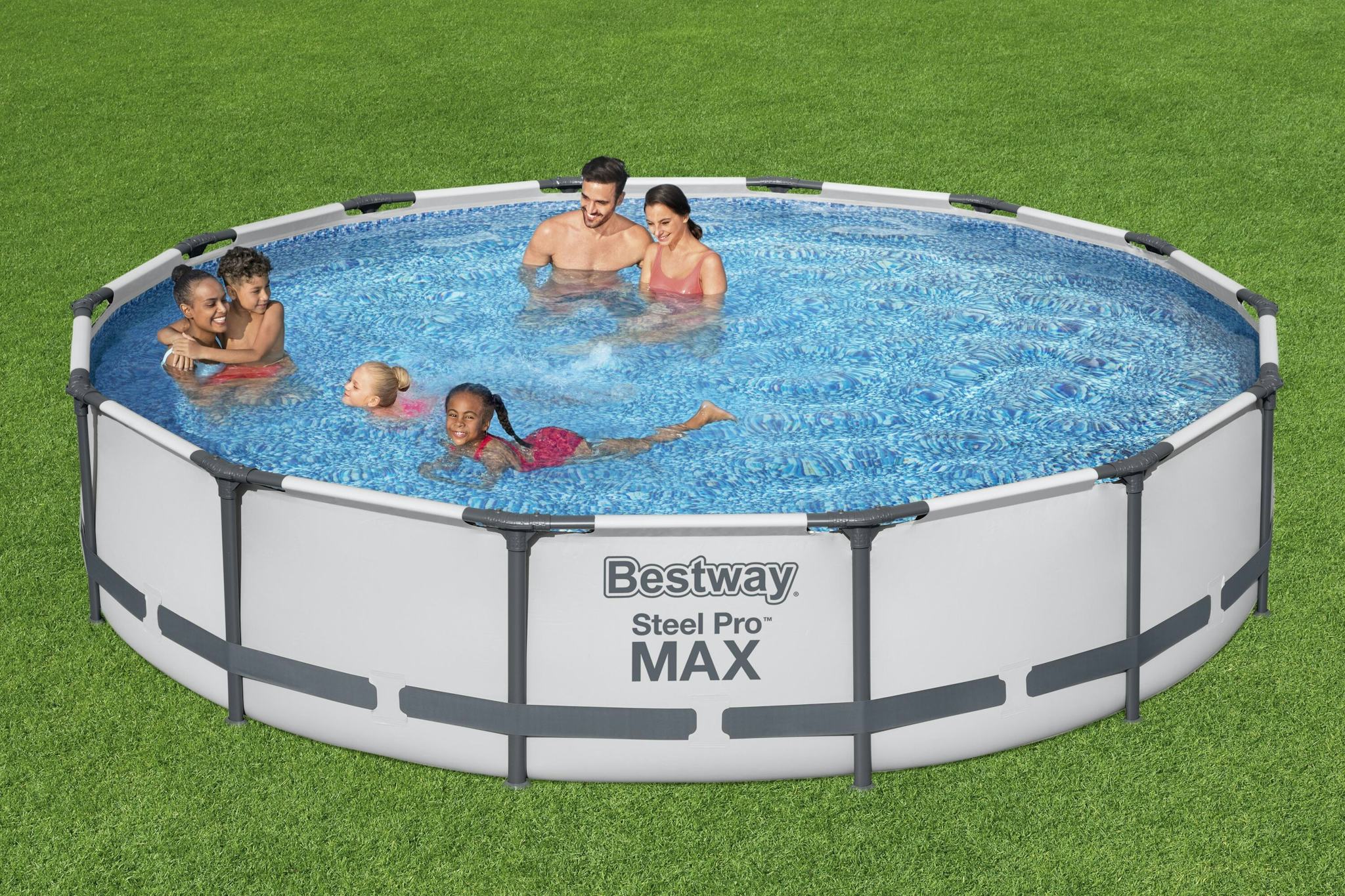 Piscine fuori terra Set piscina fuori terra rotonda Steel Pro MAX con misure 427x84 cm grigio chiaro Bestway 3