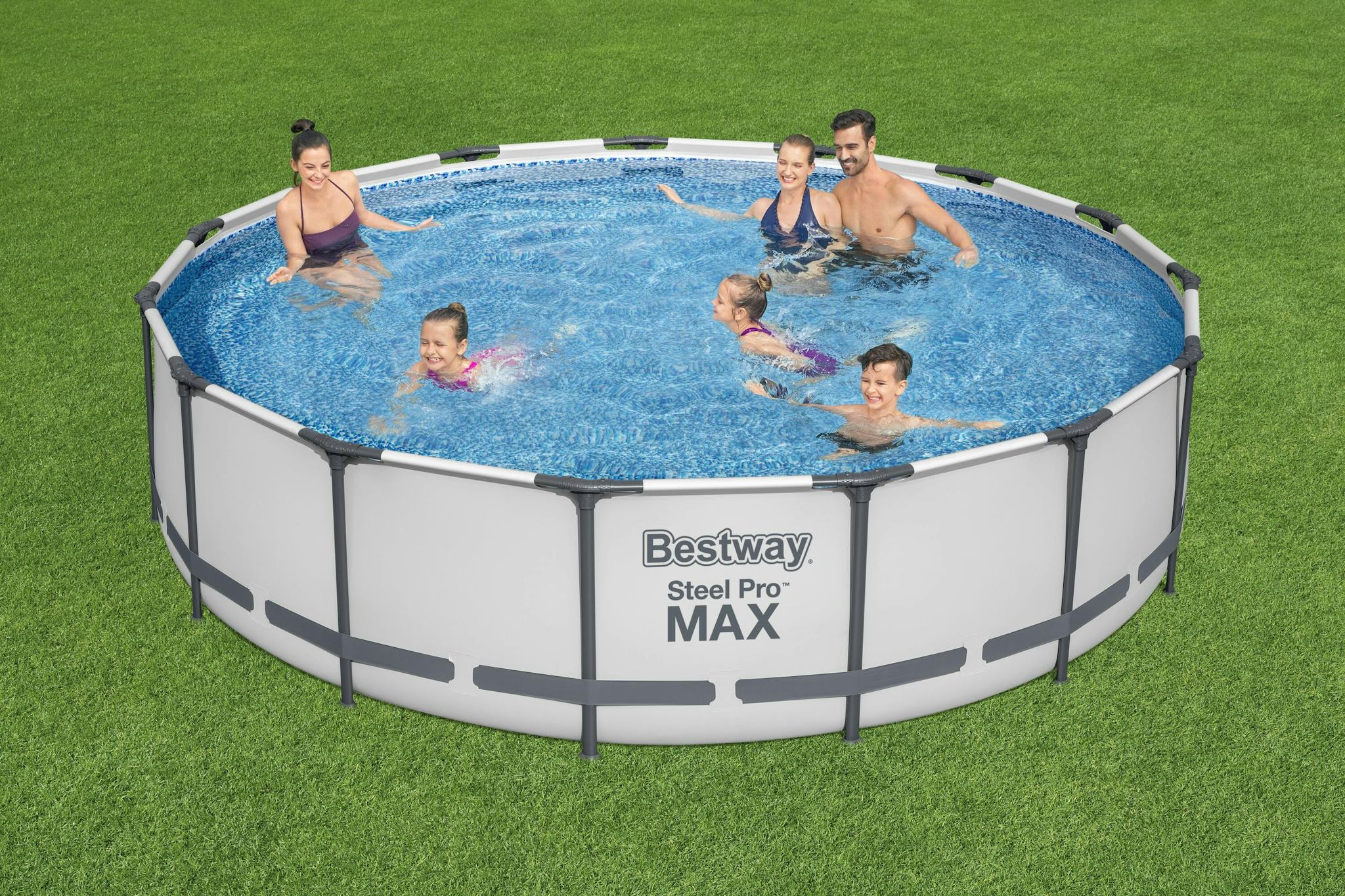 Piscine fuori terra Set piscina fuori terra rotonda Steel Pro MAX da 457x107 cm grigio chiaro Bestway 3