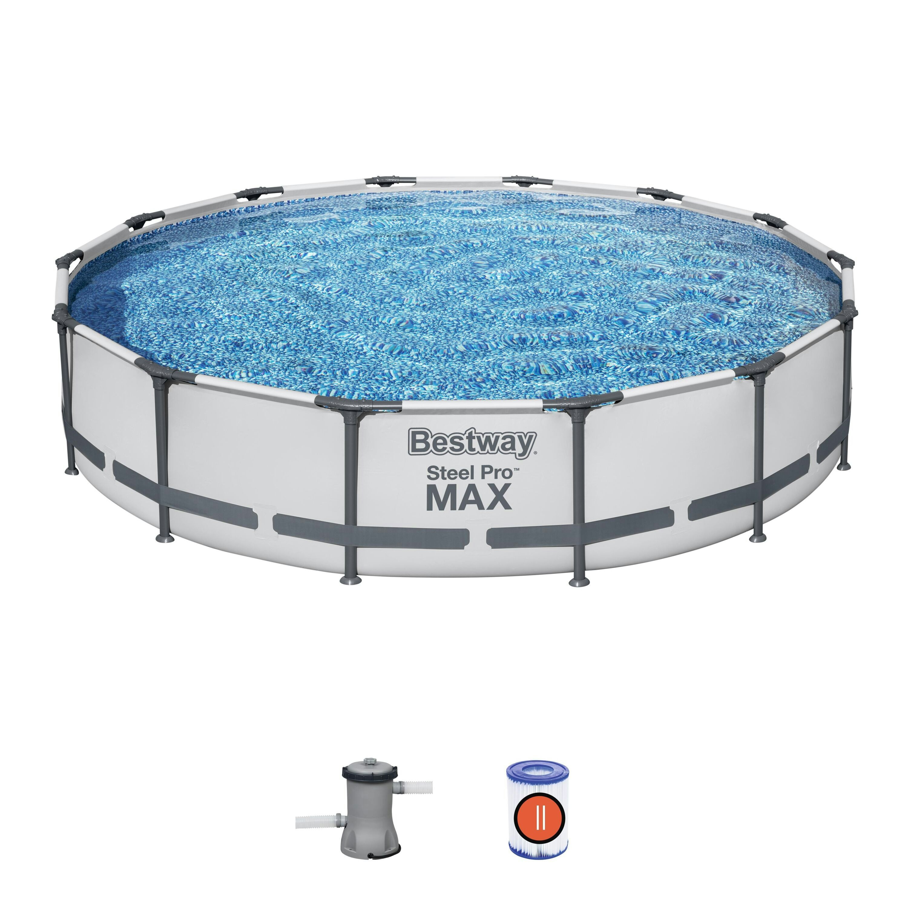 Piscine fuori terra Set piscina fuori terra rotonda Steel Pro MAX con misure 427x84 cm grigio chiaro Bestway 1