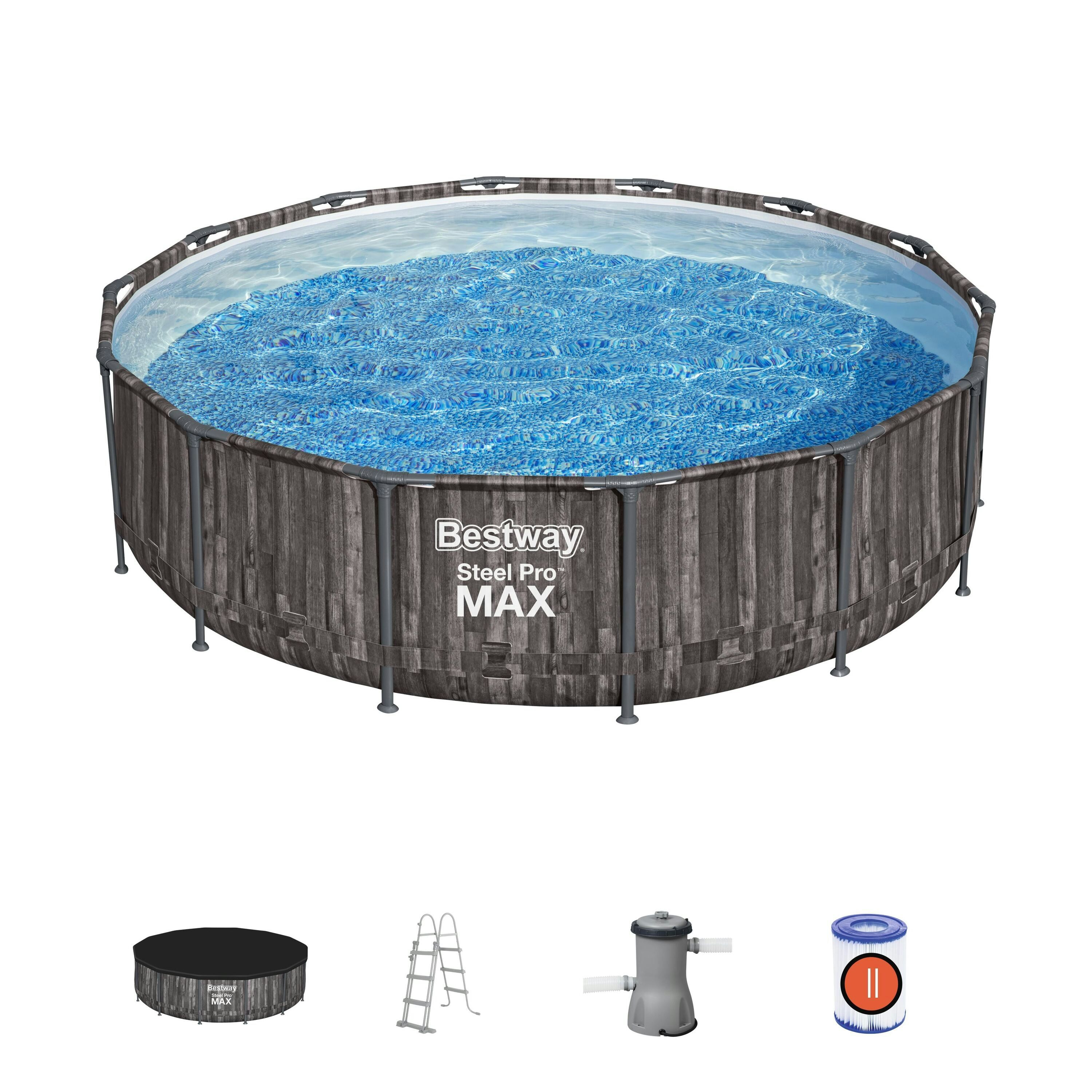 Piscine fuori terra Set piscina fuori terra rotonda Steel Pro MAX  da 427x107 cm legno scuro Bestway 1