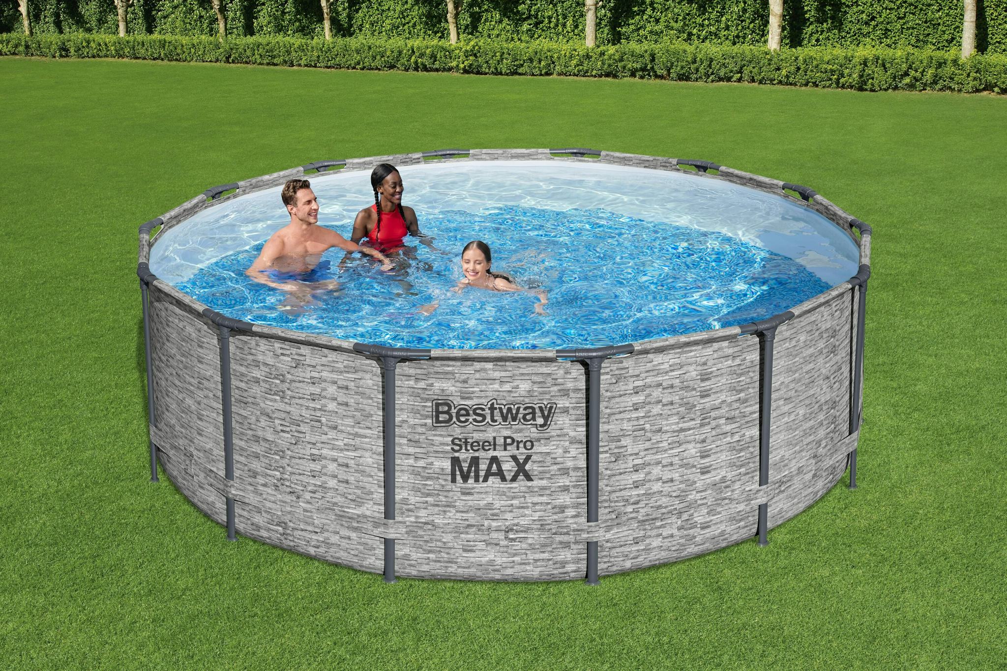 Piscine fuori terra Set piscina fuori terra Steel Pro MAX da 427x122 cm effetto pietra Bestway 3