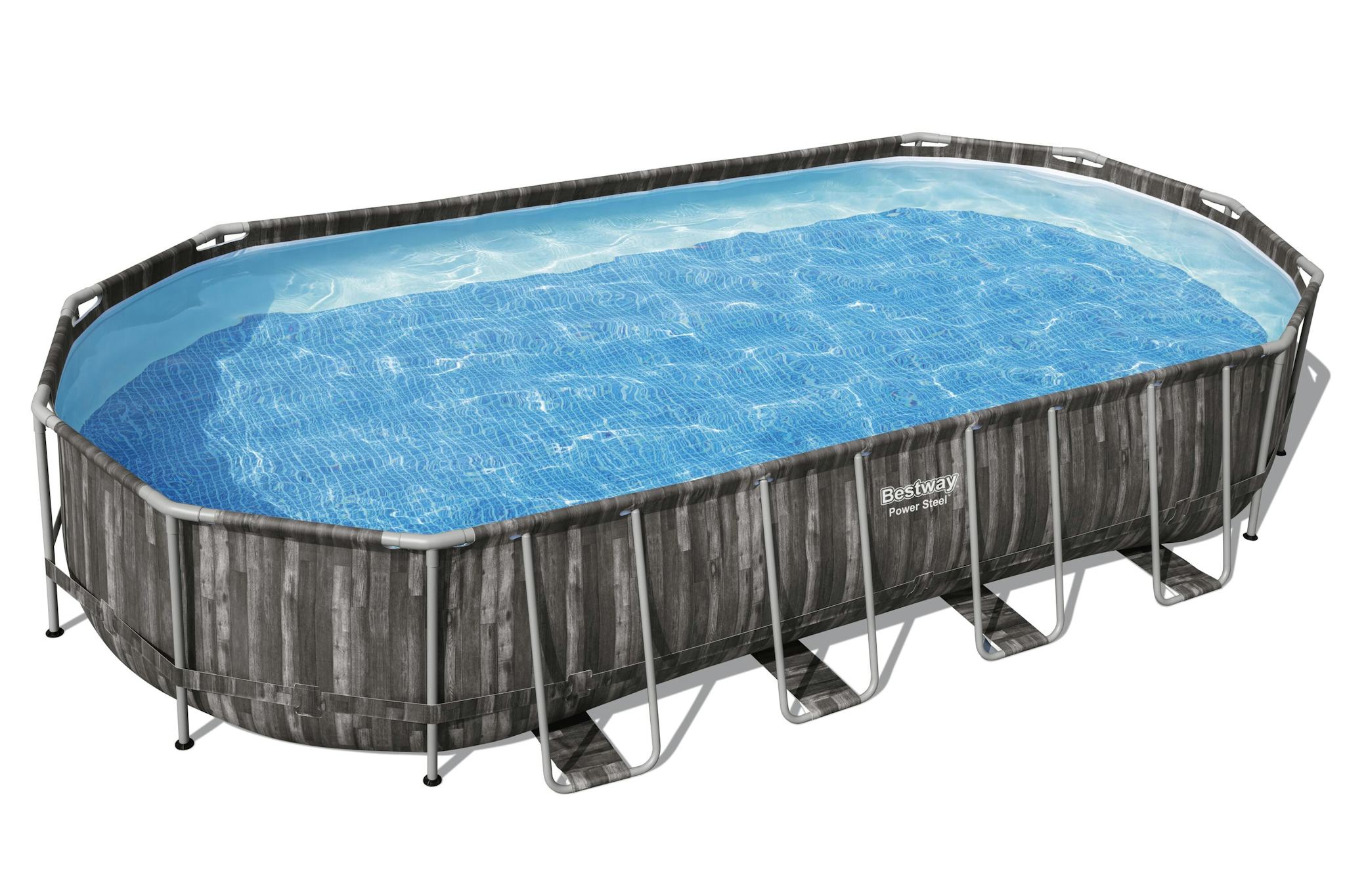Piscine fuori terra Set piscina fuori terra ovale Power Steel - 732x366x122 cm effetto legno scuro Bestway 2