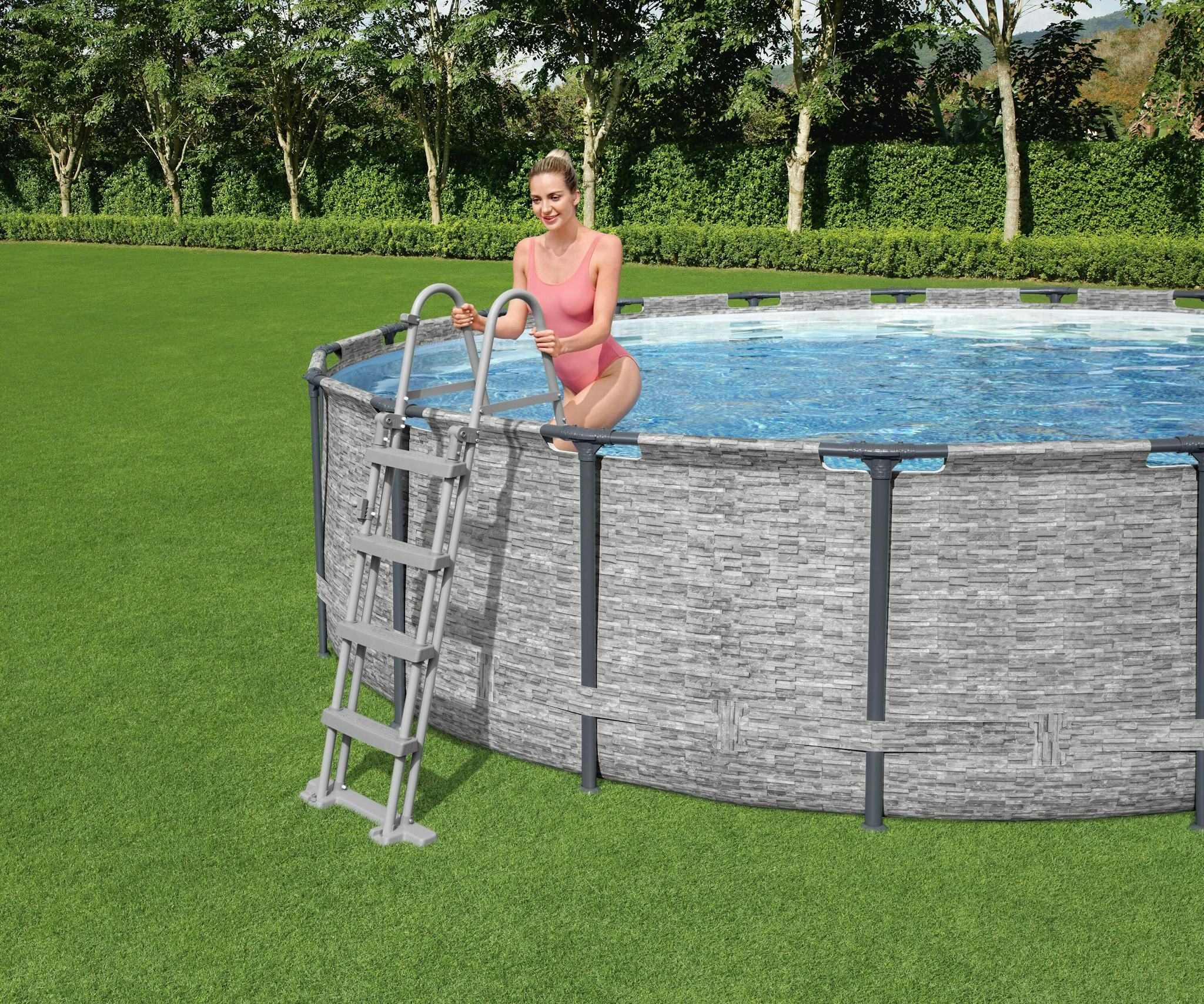 Piscine fuori terra Set piscina fuori terra Steel Pro MAX da 488x122 cm effetto pietra Bestway 4