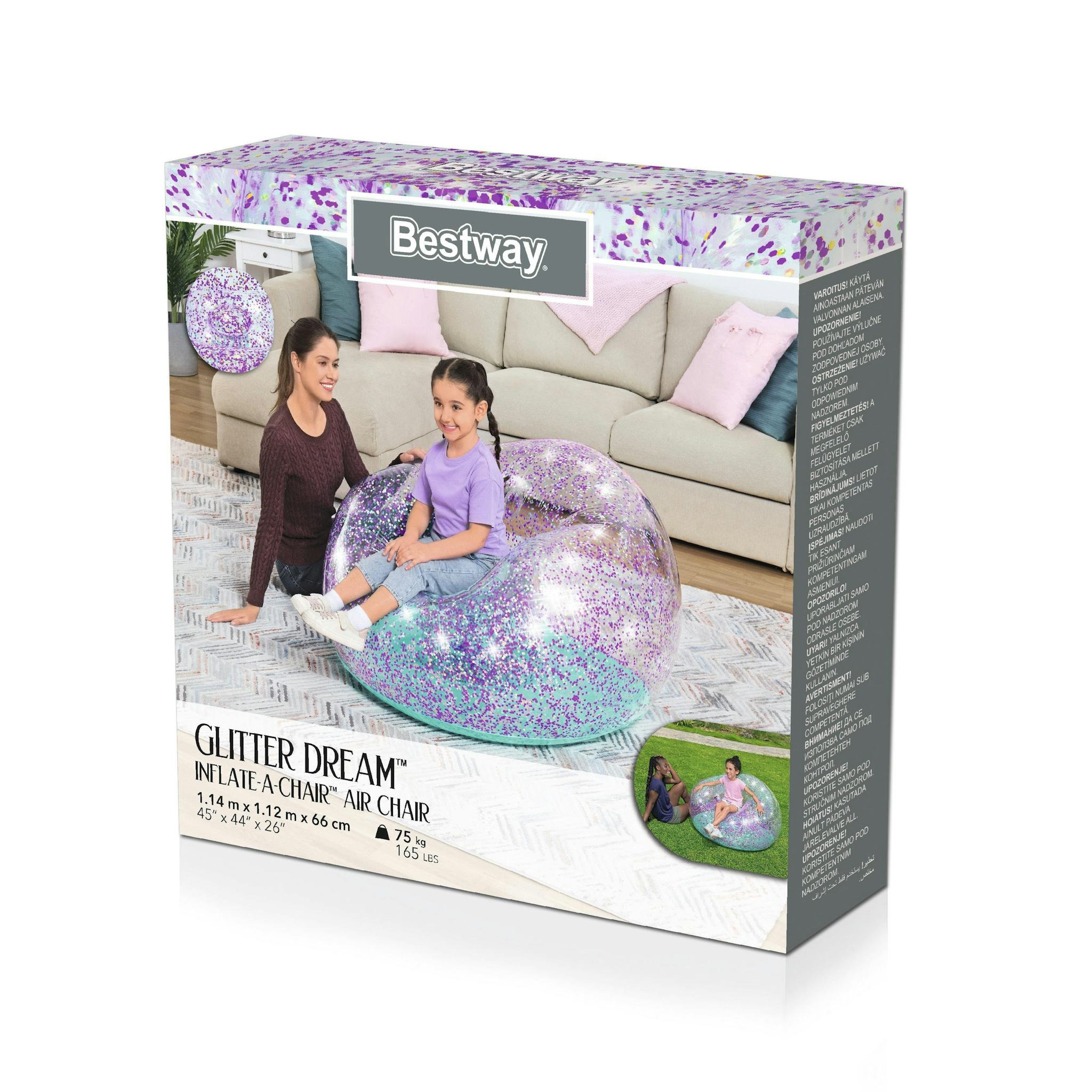 Giochi gonfiabili per bambini Poltrona pouf gonfiabile Glitter Dream Bestway 5