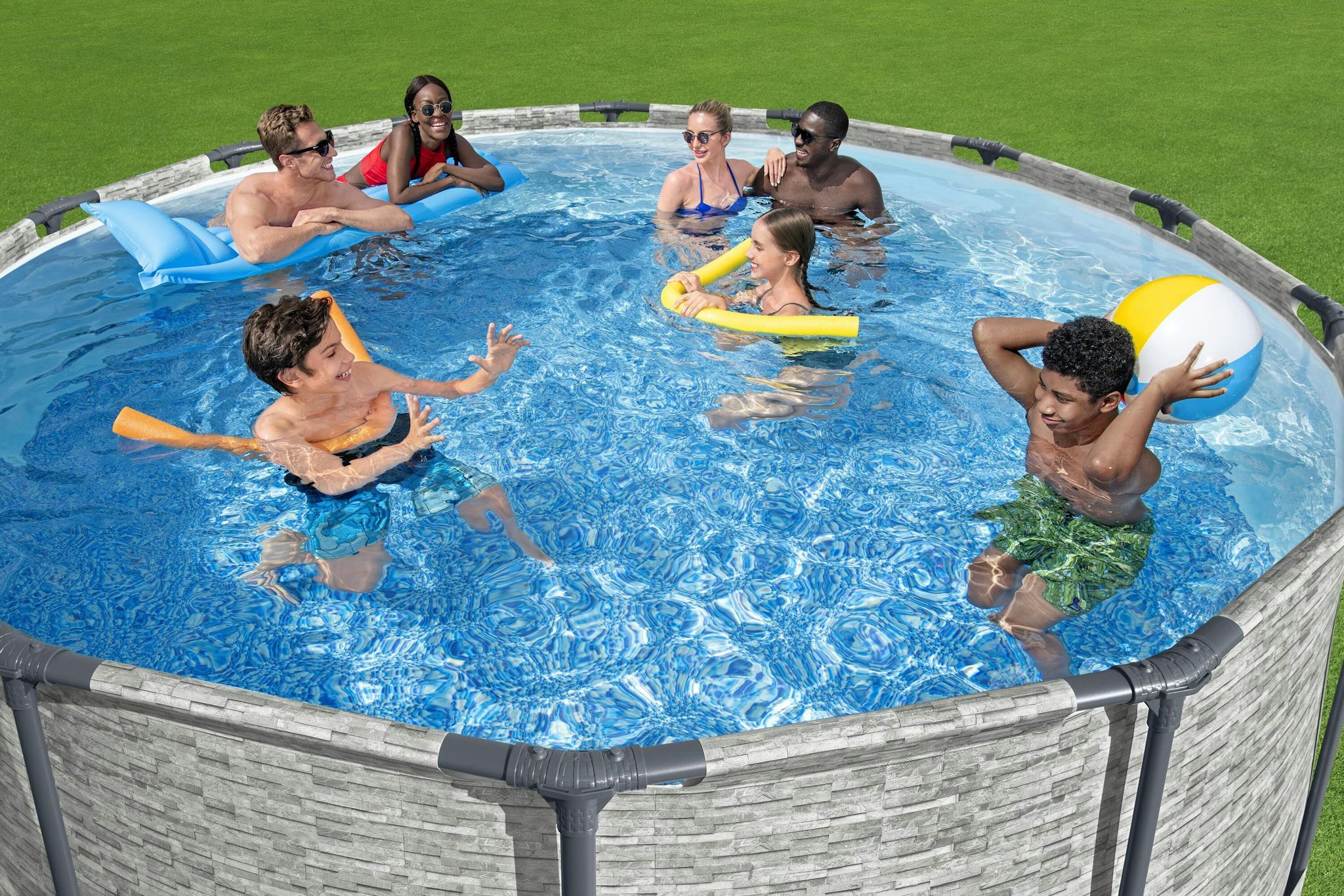 Piscine fuori terra Set piscina fuori terra Steel Pro MAX da 427x122 cm effetto pietra Bestway 5