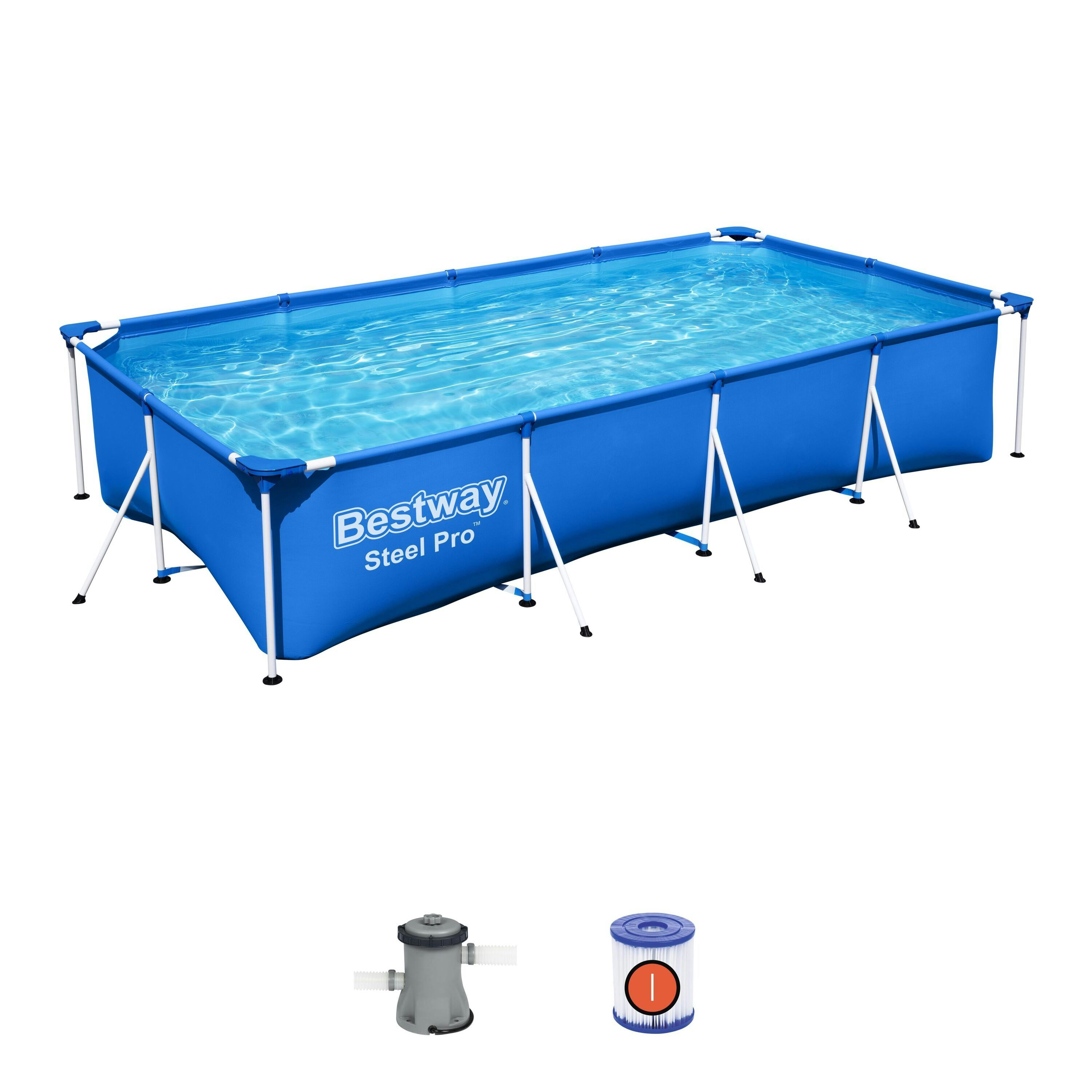 Piscine fuori terra Set piscina fuori terra rettangolare Steel Pro da 400x211x81 cm blu Bestway 1