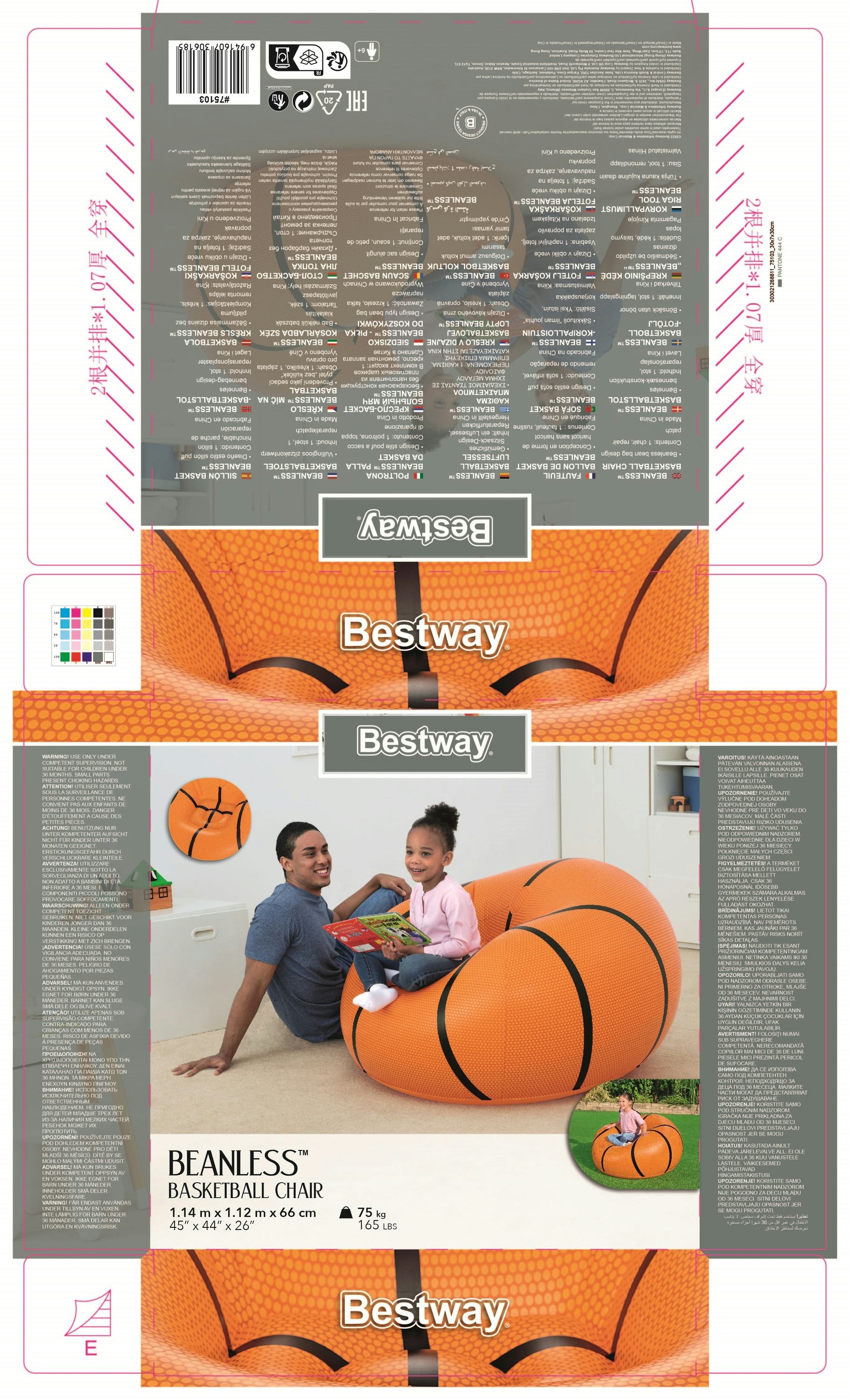 Giochi gonfiabili per bambini Poltrona pouf gonfiabile Basketball Bestway 25