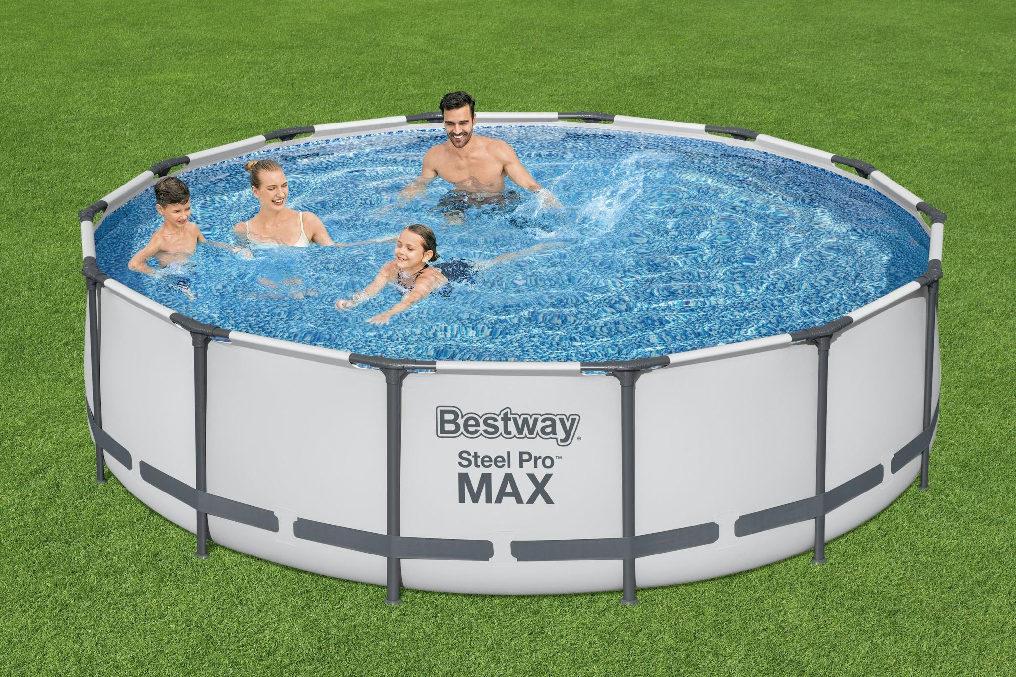 Piscine fuori terra Set piscina fuori terra rotonda Steel Pro MAX da 427x107 cm grigio chiaro Bestway 3