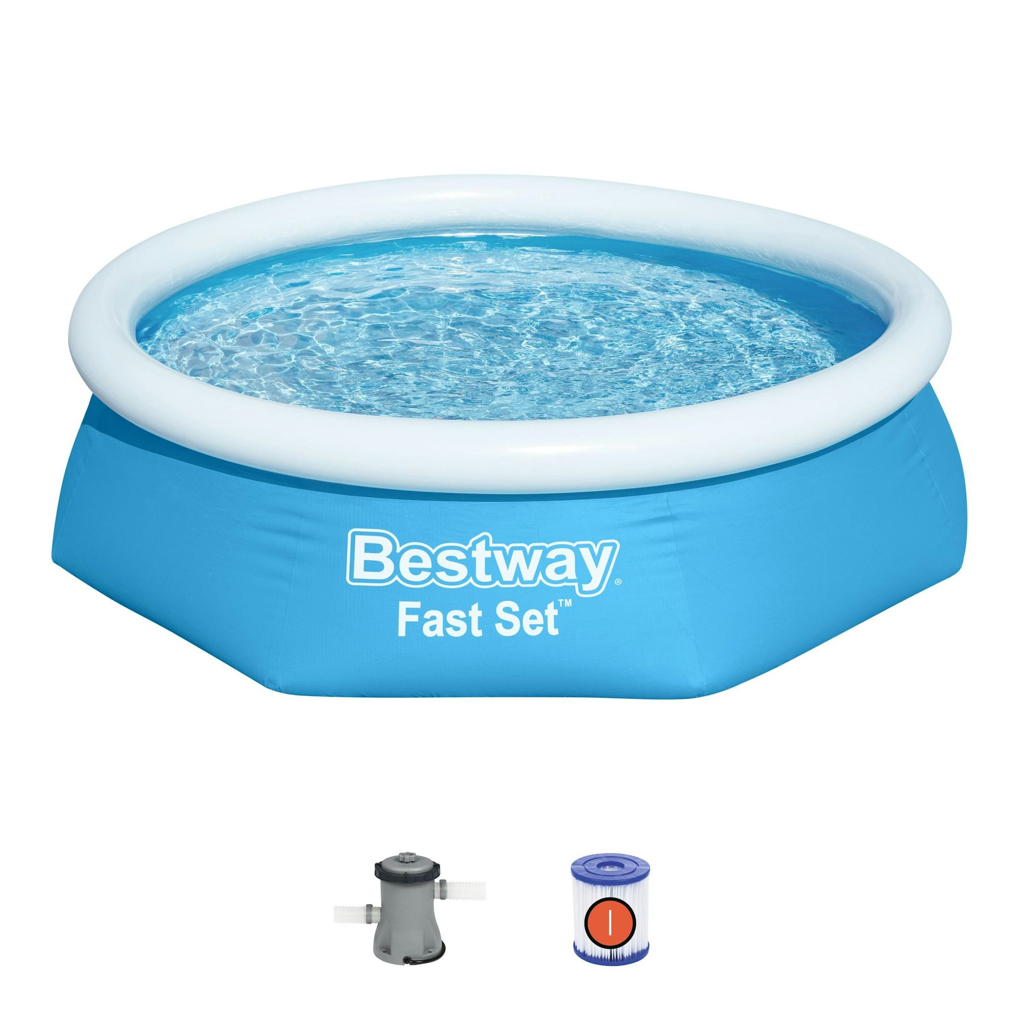 Piscine fuori terra Set piscina fuori terra rotonda Fast Set gonfiabile da 244x61 cm azzurro Bestway 1