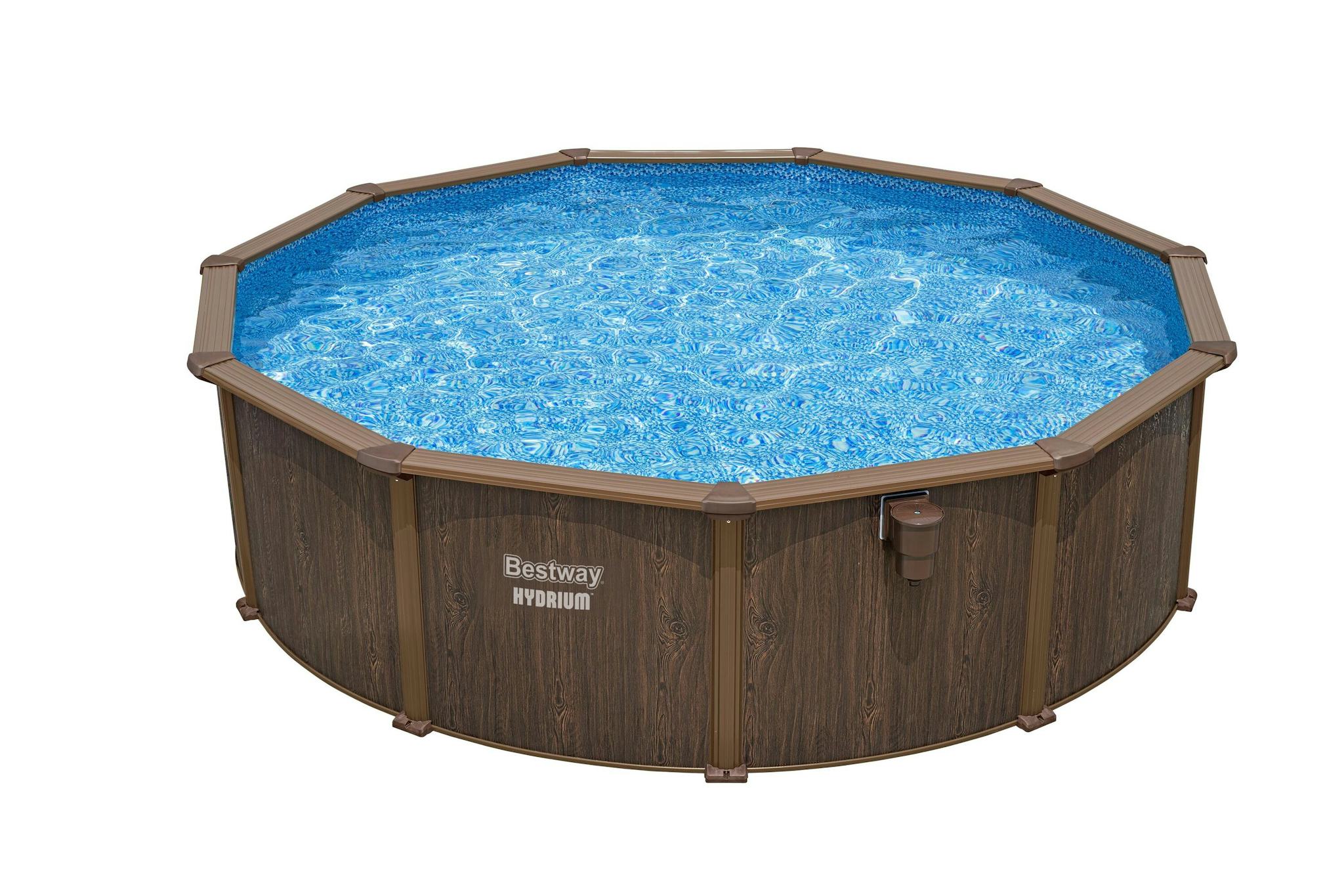 Piscine fuori terra Set piscina fuori terra rotonda Hydrium da 490x130 cm effetto legno Bestway 2