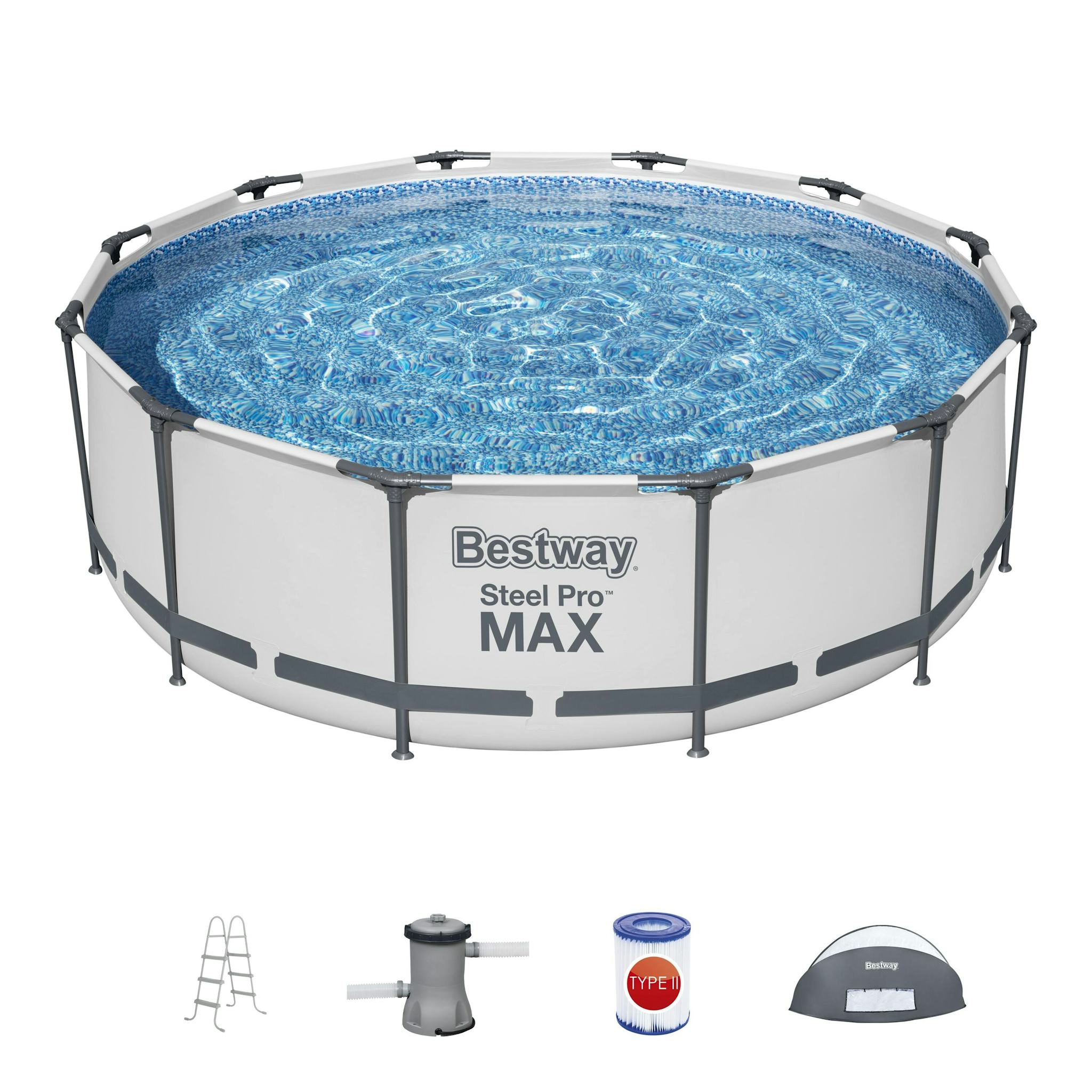 Piscine fuori terra Set piscina fuori terra rotonda Steel Pro MAX da 366x100 cm con tenda parasole Bestway 1