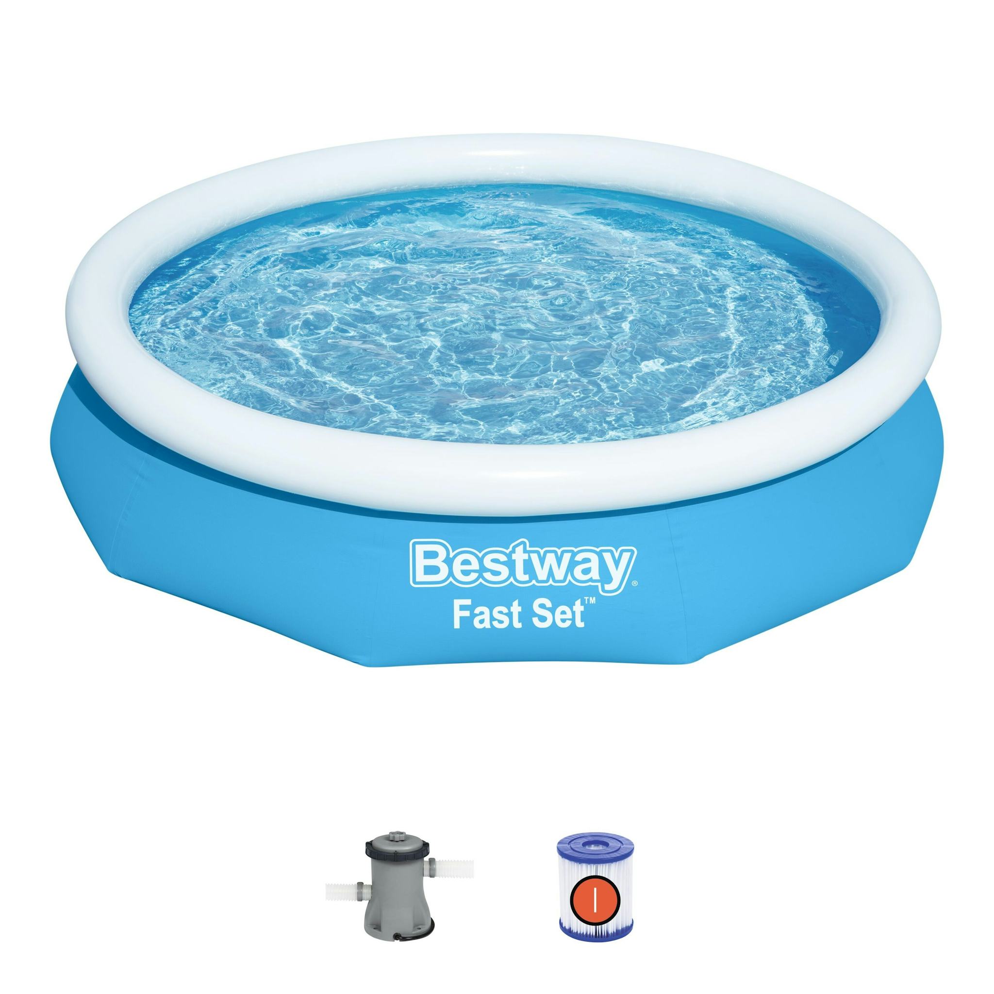 Piscine fuori terra Set piscina fuori terra rotonda Fast Set gonfiabile da 305x66 cm azzurro Bestway 1