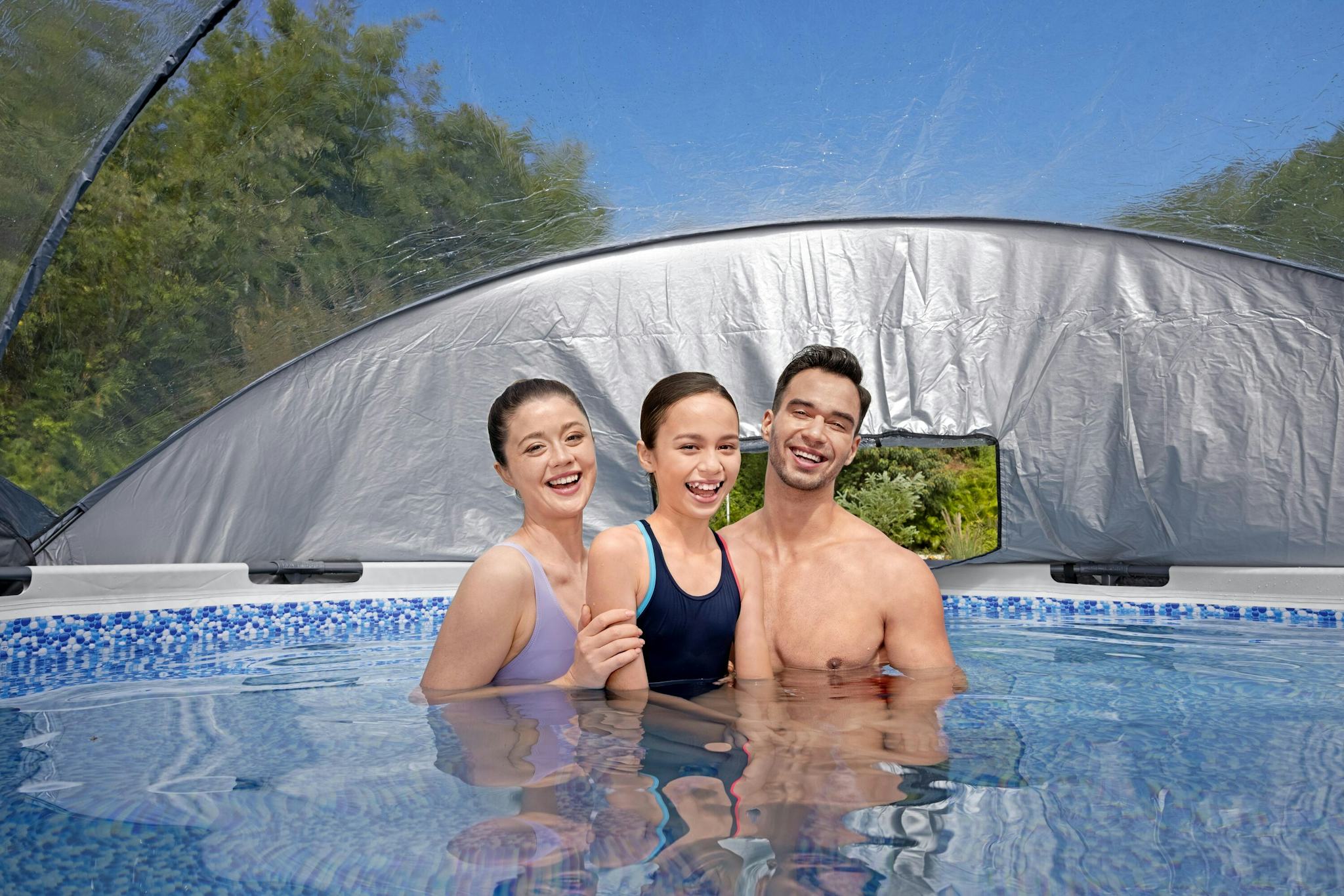 Piscine fuori terra Set piscina fuori terra rotonda Steel Pro MAX da 366x100 cm con tenda parasole Bestway 4