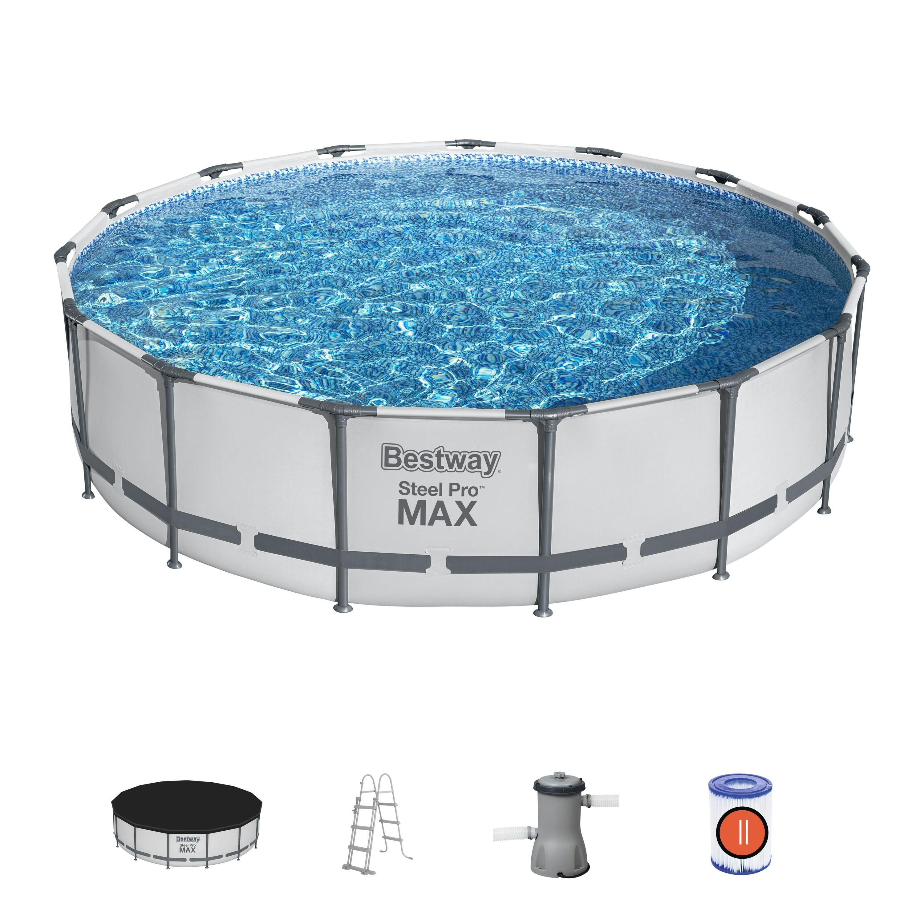 Piscine fuori terra Set piscina fuori terra rotonda Steel Pro MAX da 457x107 cm Bestway 1