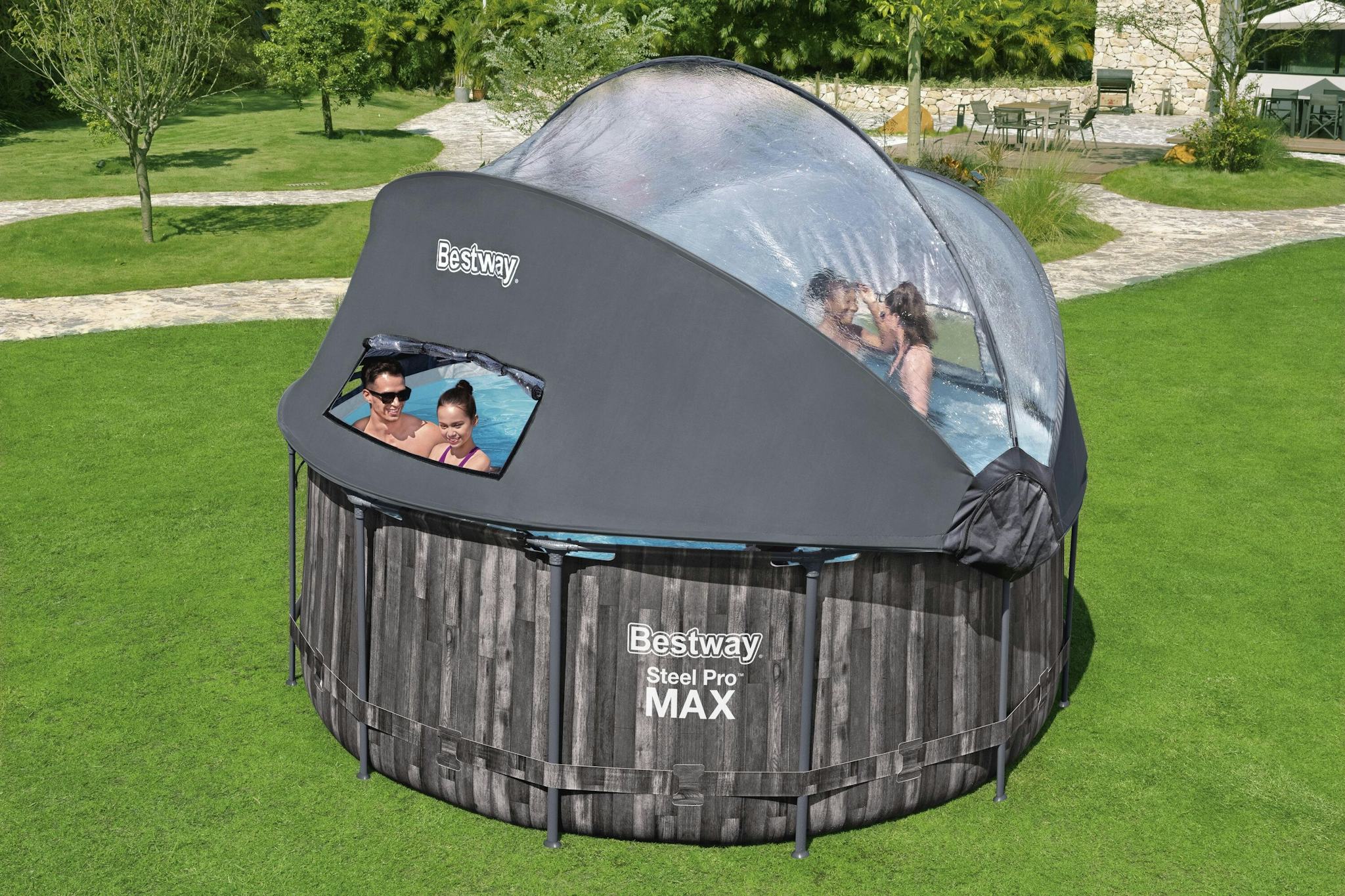 Piscine fuori terra Set piscina fuori terra rotonda Steel Pro MAX da 366x122 cm con tenda parasole Bestway 3