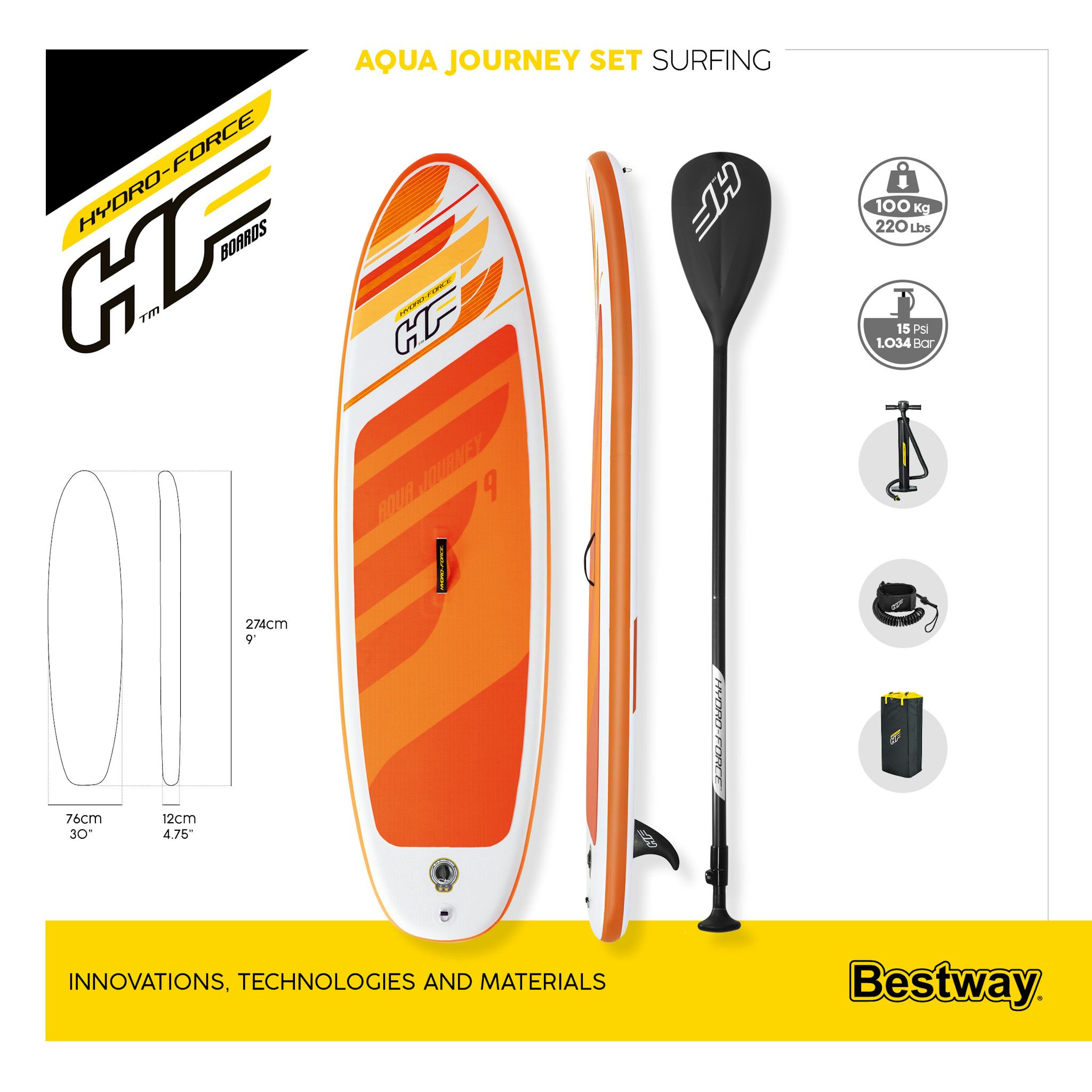 Sport Acquatici Tavola da SUP gonfiabile Aqua Journey da 274x76 cm Bestway 10