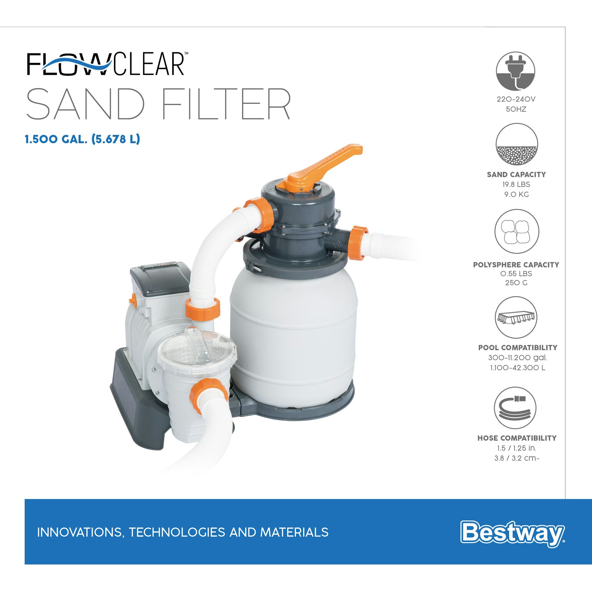 Accessori Piscine e Spa Pompa filtro a sabbia da 5.678 L/H Bestway 11