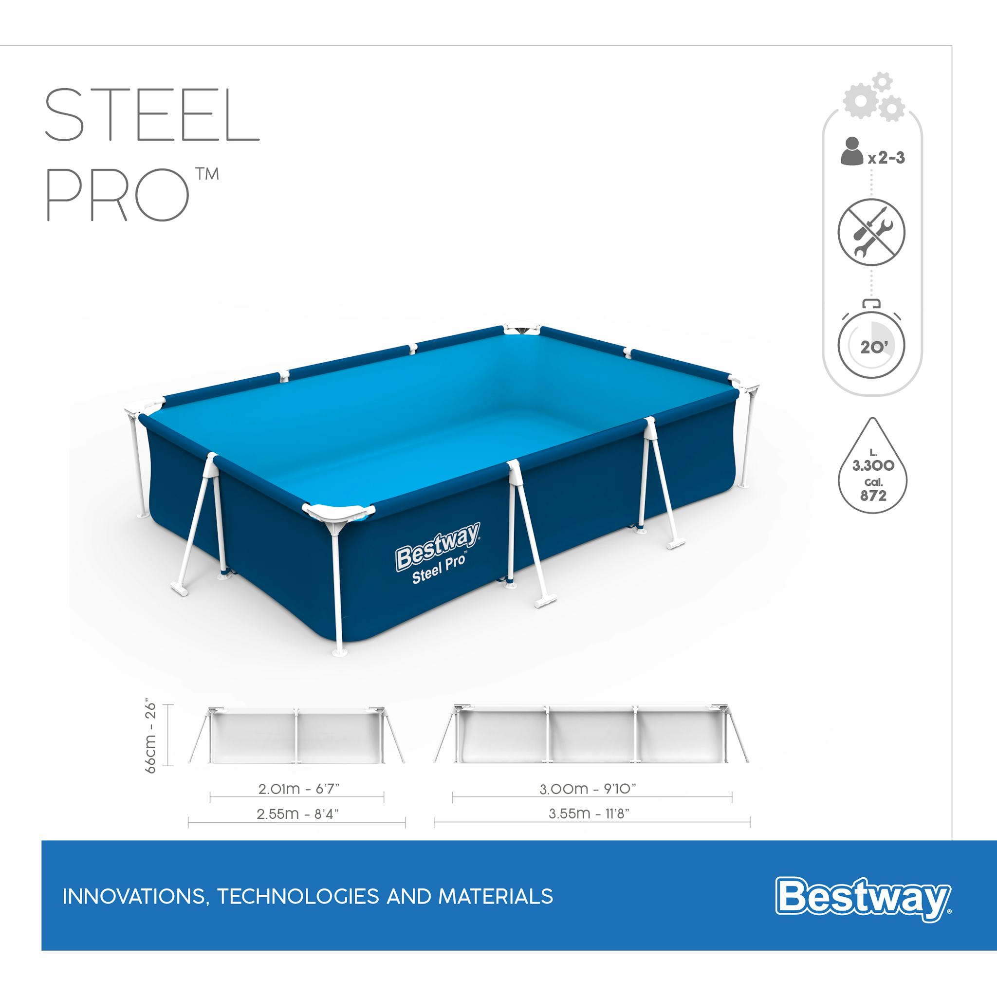 Piscine fuori terra Set piscina fuori terra rettangolare Steel Pro da 300x201x66 cm Bestway 7