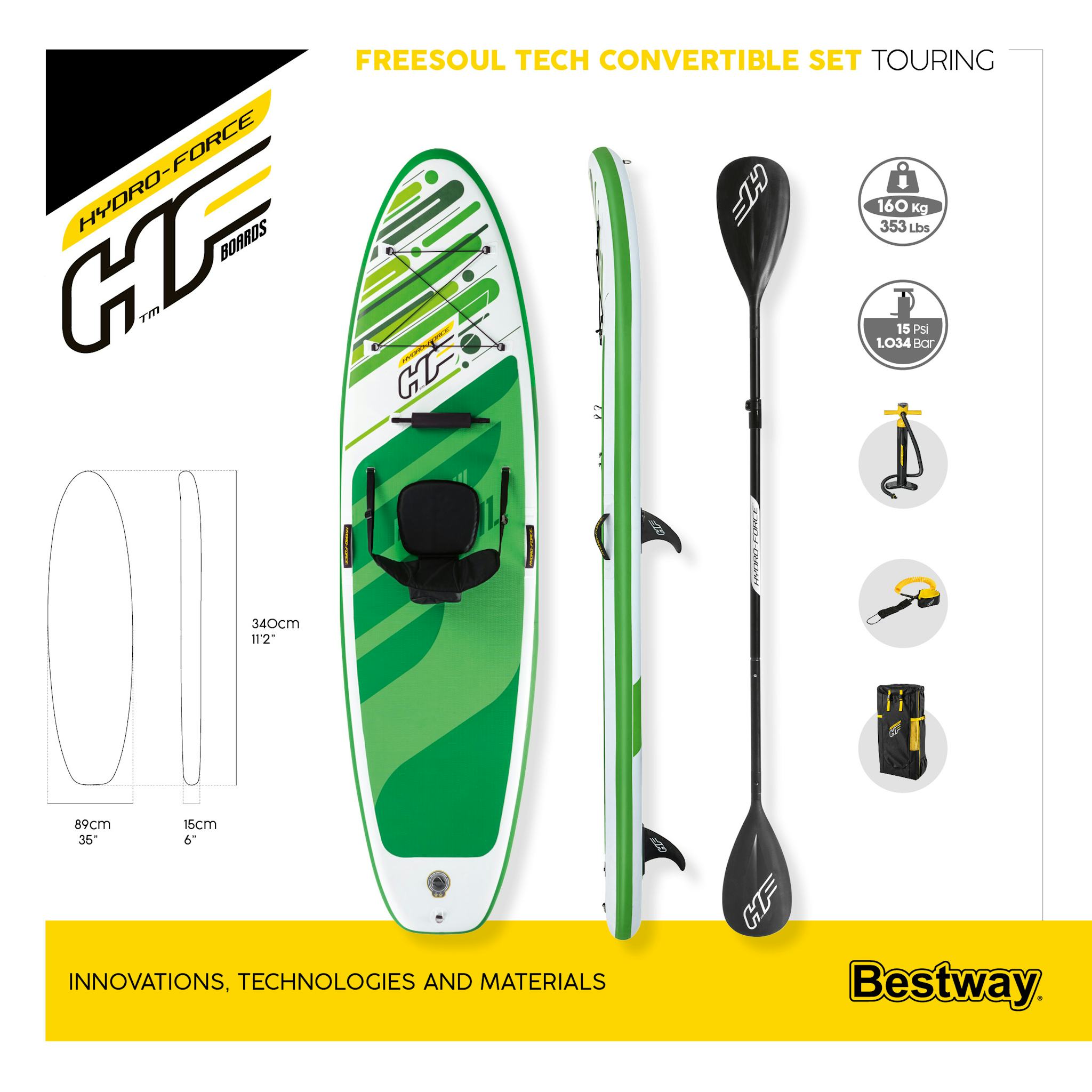 Sport Acquatici Tavola da SUP e kayak gonfiabile Freesoul Tech 2 da 340x89x15 cm Bestway 9