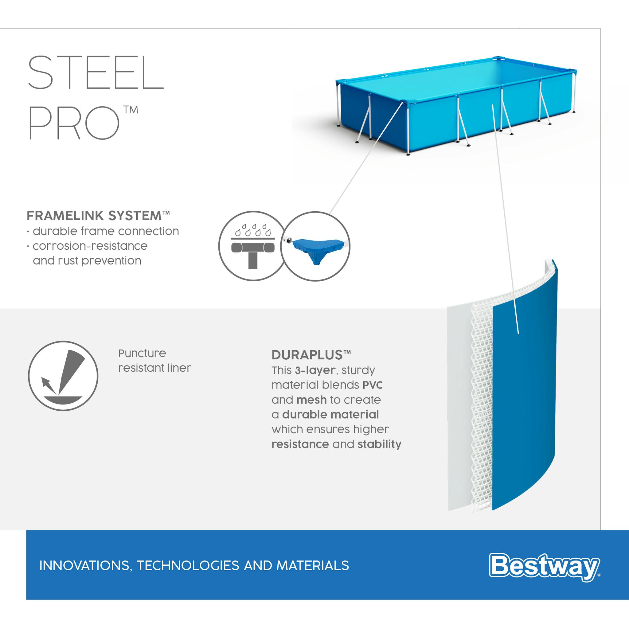 Piscine fuori terra Piscina base struttura e liner rettangolare Steel Pro da 259x170x61 cm blu Bestway 6